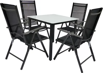 Immagine prodotto di Set 5 pezzi mobili da giardino | gruppo posti a sedere gruppo da pranzo | 1xtable, 4x sedie | dimensioni tavolo ca. H. 76 x W. 80 x D. 80 cm | Set Giardino – Sedie 80 MA