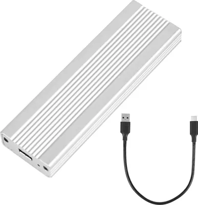 Produktbild von M.2 NGFF SATA Mobile Festplattengehäuse USB 3.1 Typ-C Externes SSD-Gehäuse Schnelldrehbares Aluminiumgehäuse Silber