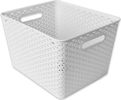 Produktbild von Aufbewahrungskorb Aufbewahrungskiste Staubox Kunststoffbox Rattan 18L Weiss