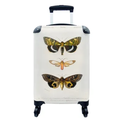 Produktbild von MuchoWow® Koffer Handgepäck Trolley Rollkoffer Kleine Reisekoffer mit 4 Rollen - Schmetterling - Vintage - Insekten - Cabin Size < 55x40x23 cm & 55x40x20 cm - Fotokoffer - Kabinenkoffer - Boardgepäck - Reise-Box - Reisekoffer - Reisegepäck - Koffer mit Bild - Trolley für Kinder