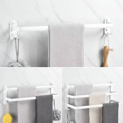 Produktbild von Handtuchhalter ohne Bohren 50CM Selbstklebend Edelstahl Handtuchregal Wandmontage Handtuchstange Weiß