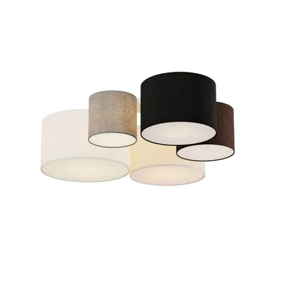 Produktbild von Lindby Deckenleuchte Laurenz, 5-flg., braun/beige, Textil