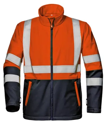 Zdjęcie produktu dla Kurtka softshellowa Sir Safety Microlines Complex z elementami odblaskowymi dla mężczyzn, rozmiar 3XL, kolor HI-VIS ORANGE/BLUE