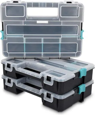 Produktbild von Famanu Aufbewahrungsbox mit Fächern - Set von 3 - Schwarz/Weiß
