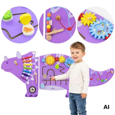 Imagen del producto de Tablero de manipulación sensorial de madera Viga Edu Triceratops