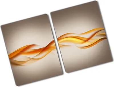 Produktbild von Tulup Glas Herdabdeckplatte - 2x40x52 cm - Glaskeramikkochfeld-Abdeckung Spritzschutz Glasabdeckplatte Kochplattenabdeckung und Schneidebrett - Zweiteilig - Kunst: modern & klassisch - Wellen Abstraktion - Orange