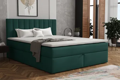 Produktbild von MR GROUP Boxspringbett mit Bettkasten ZADAR, 160x200, grün, H3 Samtstoff Polsterbett mit Matratze und Topper Doppelbett Bett für Schlafzimmer