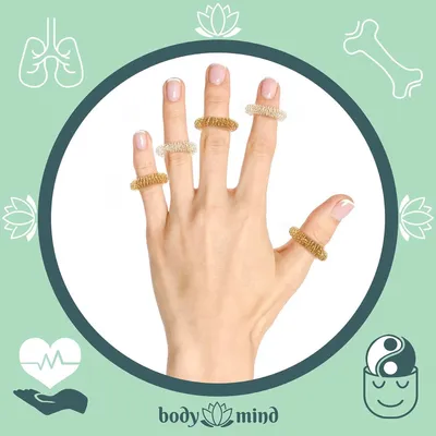 Produktbild von Famanu Set von 10 Akupressurringen für Finger- und Handmassage - Wellnessmassage für Entspannung und Schmerzlinderung