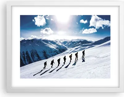 Produktbild von Gerahmtes Poster - Weißer Rahmen - Berg Wanderung Gipfel - 40x30 cm - Wand Bild - Wanddeko - Wandbilder - Kunstposter - Wandposter - Bilderrahmen - Bilder - Kunstdruck - P2WAA40x30-4803