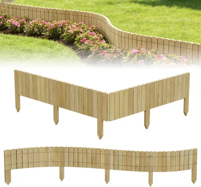 Obrázek produktu pro FIVMEN Dřevěný plot Rollborder 200 cm dlouhý, 20 cm vysoký, borovicové dřevo, ohraničení záhonů, zahradní palisáda ze dřeva, plot z latí, ohraničení trávníku pro květinové záhony, plochy pro výsadbu, přírodní dekorace, barva dřeva