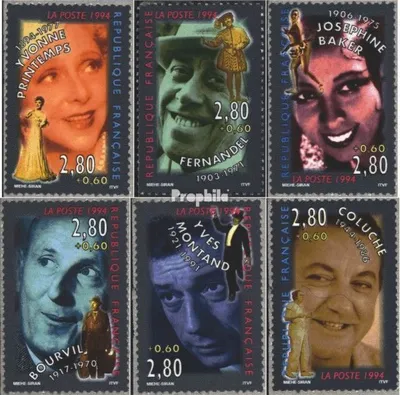Produktbild von Briefmarken Frankreich 1994 Mi 3044-3049 (kompl.Ausg.) postfrisch Filmschauspieler