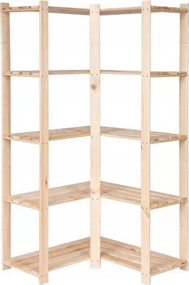 Produktbild von STOLMAK Holzregal Eckregal 83x170x38 cm Kiefernholz Standregal mit 5 Ablagen Natur Lagerregal Kellerregal Badregal für Wohnzimmer Garage