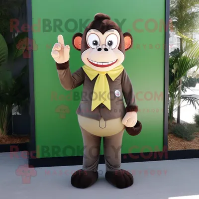 Produktbild von Maskottchen REDBROKOLY Kostümfigur Oliver Affe bekleidet mit einer Anzughose und Ringen