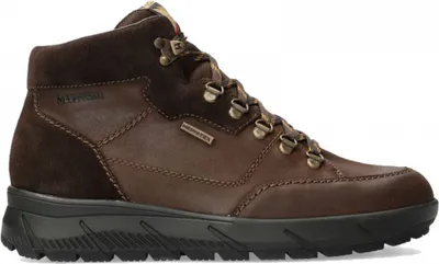 A single brown hiking boot is shown against a white background.