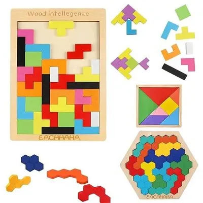 Zdjęcie produktu dla Puzzle sześciokątne drewniane montessori edukacyjne dla dzieci prezent