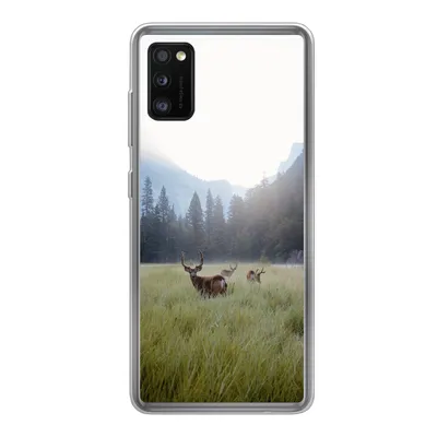 Produktbild von MuchoWow® Handyhülle Schutzhülle Hülle für Samsung Galaxy A41 Wald - Hirsche - Nebel Silikon Softcase Handy Hülle - Mobiltelefon