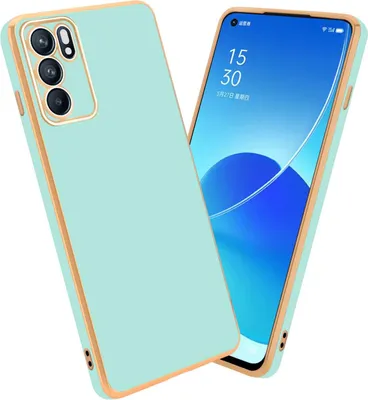 Zdjęcie produktu dla Etui ochronne Cadorabo do Oppo Reno6 5G w kolorze błyszczącej miętowej zieleni - złote etui z elastycznego silikonu TPU chroniące aparat fotograficzny