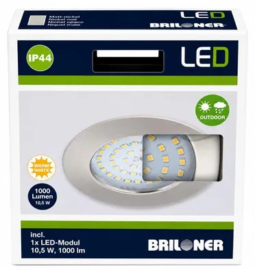 Produktbild von Briloner LED Einbauleuchte Nickel Matt 10,5W 1000lm 3000K IP44 Ø100mm 7236-012