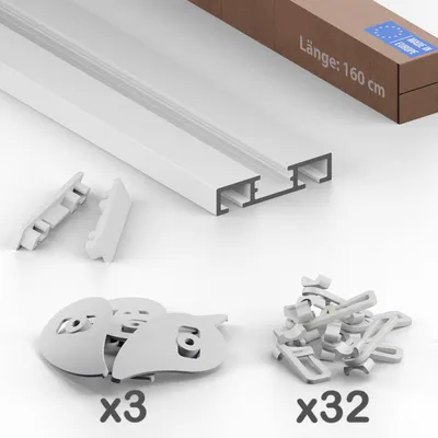 Produktbild von Gardinenschiene 2-läufig 160 cm Aluminium Weiß Vorhangschiene Deckenmontage