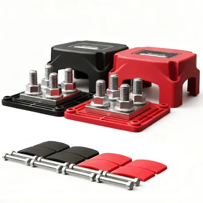 Productafbeelding van Stroomverdeelblok 400A voor 12V-48V - Energiedistributiestangen met M10 Klembouten voor Auto, Vrachtwagen, RV en Boot - 2 Stuks