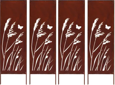 Produktbild von 4x Sichtschutz Metall 160 cm x 50 cm – Edelrost Rostoptik für Garten – Elegante Sichtschutzwand aus Cortenstahl – Wetterfester Gartenschutz Zaun ROST