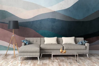 Produktbild von NEWROOM Tapete Blau Vliestapete Berge - Wandbild Modern Braun Weiß Landschaft Kunst Tapete Abstrakt Berge