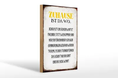 Produktbild von Holzschild Spruch 20x30cm Zuhause ist da wo Liebe Herzen
