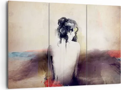 Produktbild von Bild auf Leinwand - Leinwandbild - Frau handeln nackt - 165x110cm - Wand Bild - Wanddeko - Leinwanddruck - Bilder - Kunstdruck - Wanddekoration - Leinwand bilder - Wandkunst - CE165x110-3657