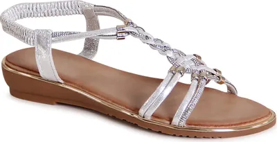 Produktbild von topschuhe24 3153 Damen Riemchen Sandalen Glitzer Sandaletten , Farbe:Silber, Größe:40 EU