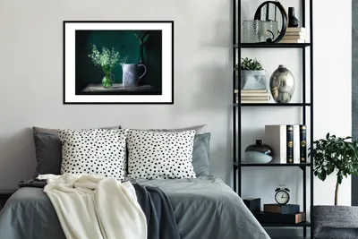 Produktbild von MuchoWow® MuchoWow® Gerahmtes Poster Rustikal - Maiglöckchen - Stilleben 80x60 cm - Poster mit zchwarzem Bilderrahmen - Schlafzimmer-Dekorationen - Fotoposter