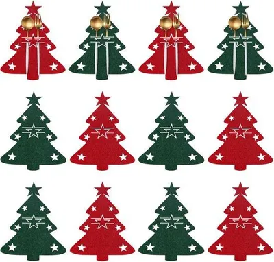 Produktbild von 12 Stück Weihnachtsgeschirrhalter für Tischdeko silber