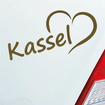 Produktbild von Auto Aufkleber Kassel Herz Stadt City Liebe Love Heimat 16,5x8 cm Gold Sticker Heckscheibenaufkleber