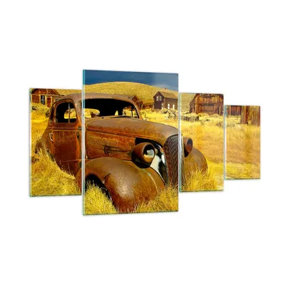 Produktbild von Bilder auf glas - Bauernhof altes Auto aufgegeben - 160x90cm - Glasbilder - Wandbilder - Kunstdruck - zum Aufhängen bereit - Wanddekoration aus Glas - Glas Bilder - Wandbild auf Glas - GDL160x90-1289