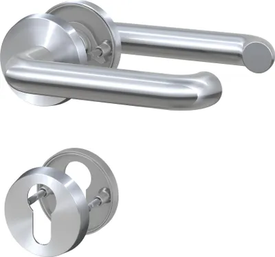 Produktbild von BASI - Rosetten-Drücker-Garnitur - ZB 3100 - Edelstahl - U-Form - Lochung: Profilzylinder - 7306-2208