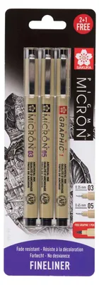 Produktbild von Sakura | Pigma Micron Set Schwarz 01, 05 & er Grafikstift