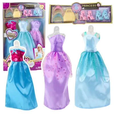 Immagine prodotto di Anlili bambola vestito set scarpe borsetta corone accessori 9 el.