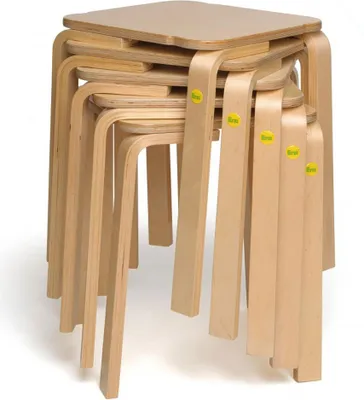 Immagine prodotto di 5x Sgabello Erzi 48 in legno sagomato, impilabile