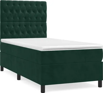 Produktbild von vidaXL Boxspringbett mit Matratze Dunkelgrün 80x200 cm Samt