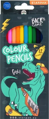 Obrázek produktu pro 12 barevných pastelek s motivem Skate Dino