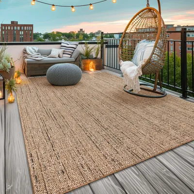 Produktbild von TT Home In-& Outdoorteppich Wetterfest Terrasse Uni Moderner Boho Abstrakt Größe 160x220 cm