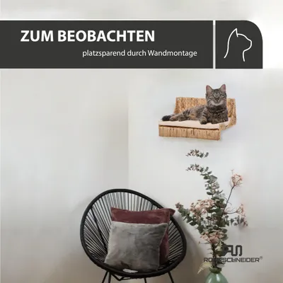 Produktbild von Rohrschneider Katzenkletterwand Fenja | Stilvolle Katzenmöbel | Wandmontage für aktive Stubentiger | Katzenspielzeug und perfekter Kratzbaumersatz | Katzenstufen Wand | robustes Katzenzubehör Wohnung, Größe:1 Stück