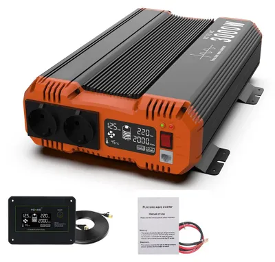 Imagen del producto de Inversor, onda sinusoidal pura, capacidad de 6000W, potencia de 3000W, para Europa, 12V, 220-240V