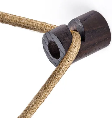 Immagine prodotto di Creative-Cables Decentratore gancio a "V" – (Legno effetto Wengé, diametro 2 cm, altezza 3 cm) – Per cavo elettrico tessile – Include accessori per installazione