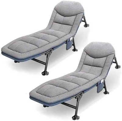 Produktbild von Faltbares Feldbett XXL – Mit Matratze – Leichtgewicht – 6-fach verstellbare Rückenlehne – Belastbarkeit bis 150 kg