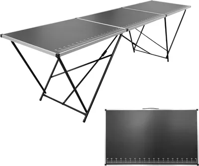 Productafbeelding van Behangtafel - Werktafel Klaptafel - Klusprojecten Organiseren - Opvouwbaar Aluminium Frame - 300 x 78 cm - Zwart