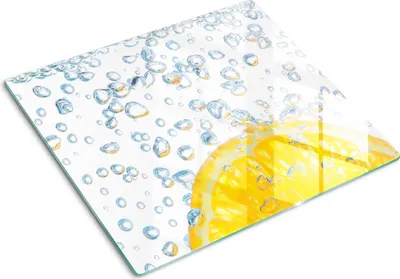 Obrázok produktu pre Sklenená ochranná doska – Kryt varnej dosky – Kryt na indukčnú dosku – 60x52 cm – Rýchle čistenie – Tvrdené sklo – Pomaranč a voda