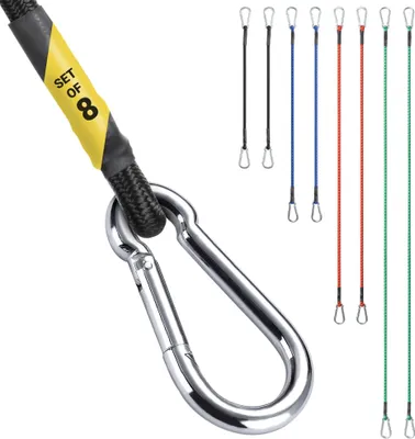 Produktbild von PRETEX 8er Set Expander Spanngummi mit Karabiner - 8x Spanngurt Karabiner - Spanngummi Set mit 4 unterschiedliche Längen und Farben - 8x Gummizug mit