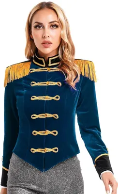Zdjęcie produktu dla Damska Krótka Kurtka Aksamitna Marynarka Rozmiar XL Kurtka Showman Ringmaster Kostium Cyrkowy Cosplay Odzież wierzchnia Impreza Karnawał Halloween Fasching