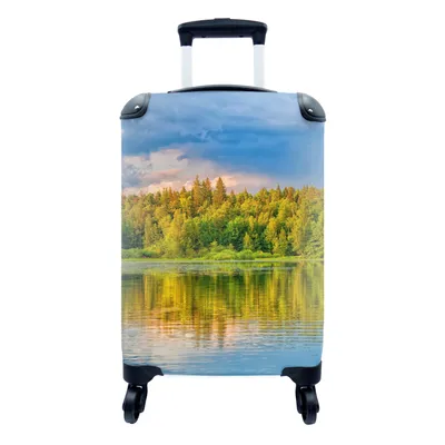 Produktbild von MuchoWow® Koffer Handgepäck Trolley Rollkoffer Kleine Reisekoffer mit 4 Rollen - Wasser - Natur - Wald - Cabin Size < 55x40x23 cm & 55x40x20 cm - Fotokoffer - Kabinenkoffer - Boardgepäck - Reise-Box - Reisekoffer - Reisegepäck - Koffer mit Bild - Trolley für Kinder