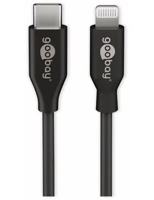 Produktbild von USB 2.0 Adapterkabel, USB-C Stecker > Lightning Stecker (schwarz, 50cm, PD, Laden mit bis zu 87 Watt)